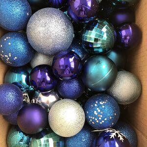 CHRISTMAS TREE ORNAMENTS BLUE HANGING DECOR DECORATIVE 108 PCS. DECORATIVE XMAS